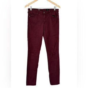 AG Adriano Goldschmied Prima Cigarette Leg Burgundy Skinny Classic Chic Jeans 28